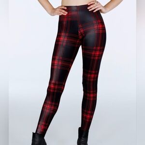 Blackmilk Tartan Punk Wet Look Leggings